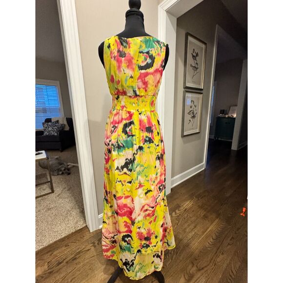 Anthropologie Chaundry KC Abstract Floral Maxi Dress NWT | Smocked Waist - Picture 2 of 6